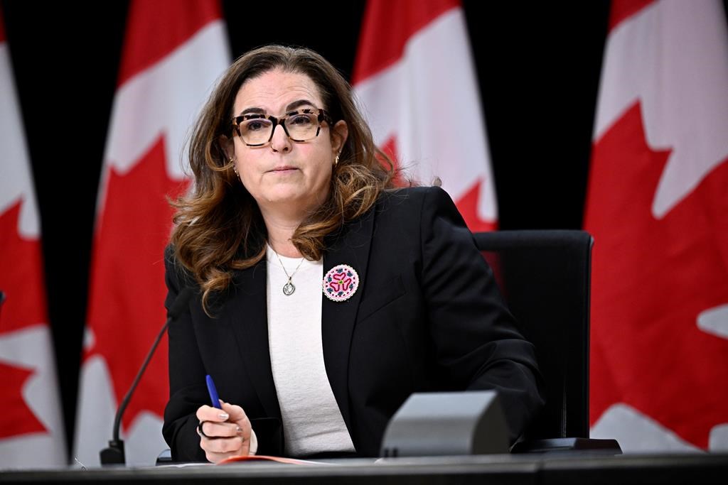 Minister of Mental Health and Addictions Ya’ara Saks listens to questions at a news conference at the National Press Theatre in Ottawa, on Friday, Oct. 11, 2024. The minister of mental health and addictions says there are not enough beds in jurisdictions across the country to support involuntary treatment for addictions and mental health. THE CANADIAN PRESS/Justin Tang