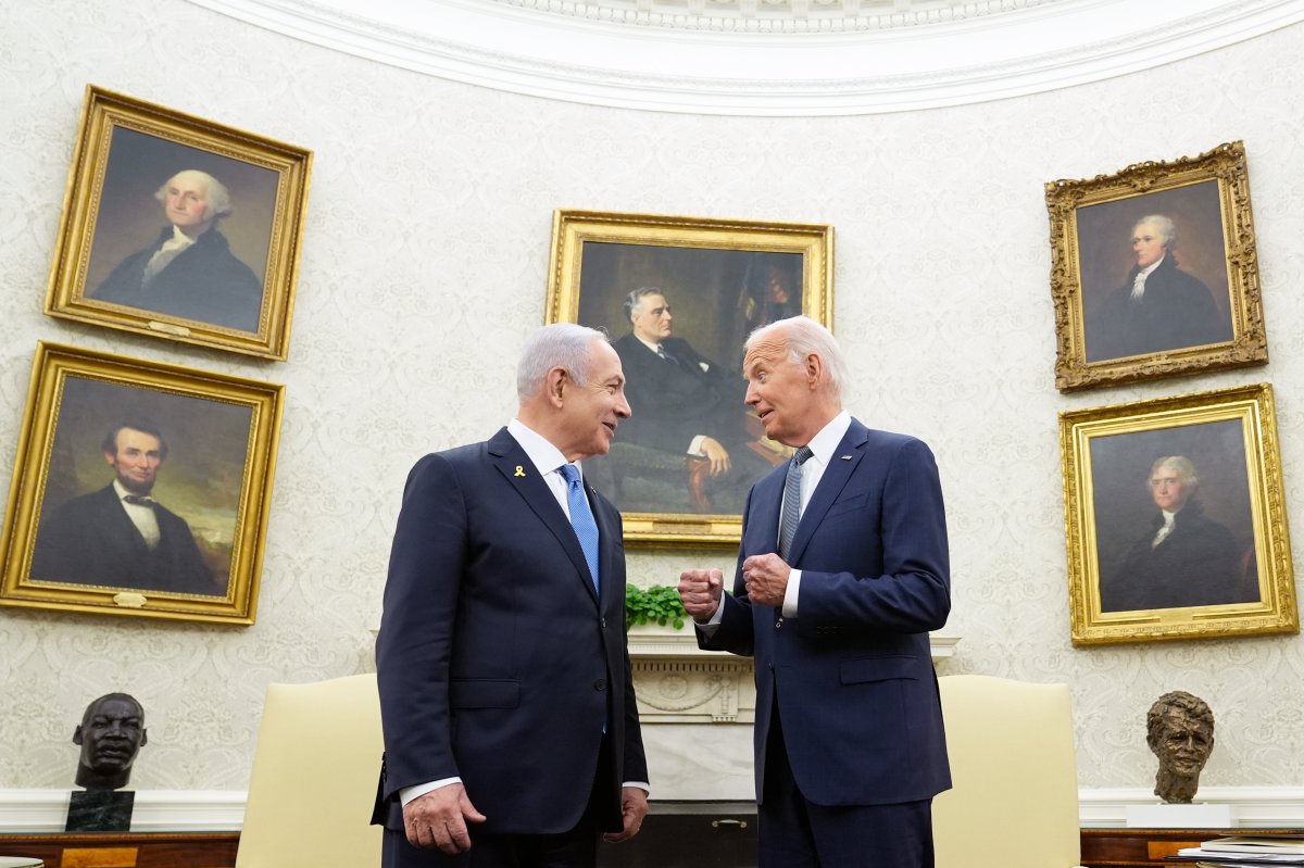 President Joe Biden, right, talks with Israeli Prime Minister Benjamin Netanyahu, left, in the Oval Office of the White House in Washington, July 25, 2024. U.S. officials say the Biden administration believes it has won assurances from Israel that it will not strike Iranian nuclear or oil sites as it looks to strike back following Iran’s missile barrage earlier this month. The officials, who spoke on condition of anonymity to discuss private diplomatic discussions, cautioned that the pledge is not iron-clad and that circumstances could change. (AP Photo/Susan Walsh, File).