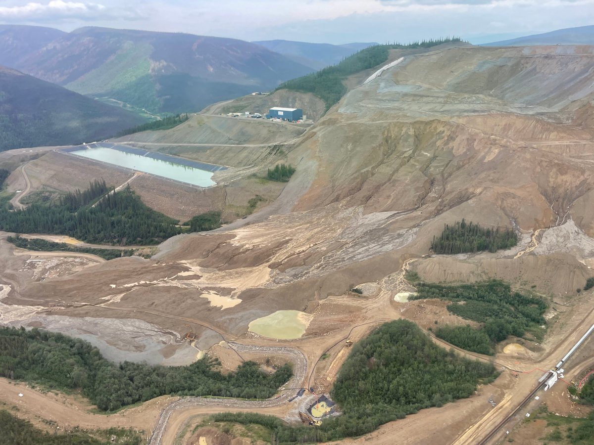 Victoria Gold's Eagle gold mine site north of Mayo, Y.T., is shown in this handout aerial photo taken Wednesday, July 3, 2024. The Yukon government says mercury levels that "exceeded the water quality objective" were found in a creek near the site where a mine's heap leach pad failed, causing a torrent of cyanide-contaminated material to escape in June.