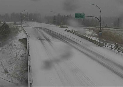 Rain and snow started falling Friday afternoon over many highways in southern B.C. including on the Coquihalla near Lac le Jeune Road.