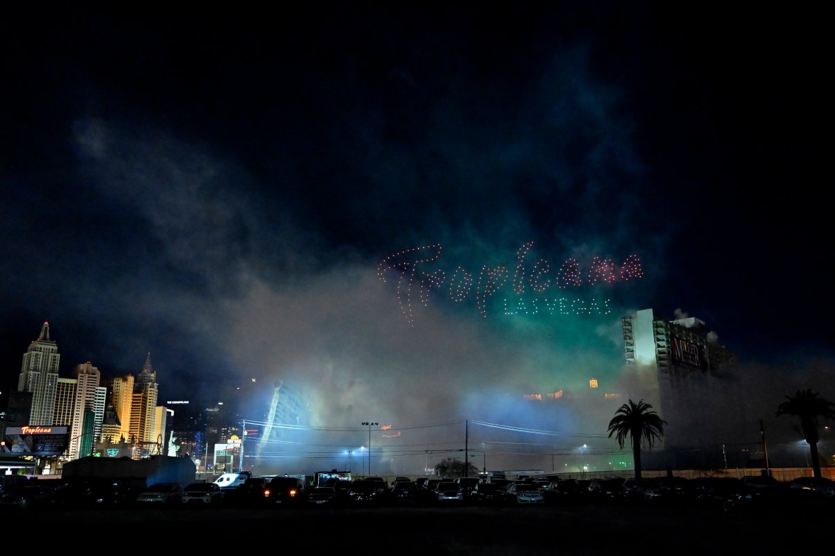 Tropicana Las Vegas hotel towers are imploded Wednesday, Oct. 9, 2024, in Las Vegas.