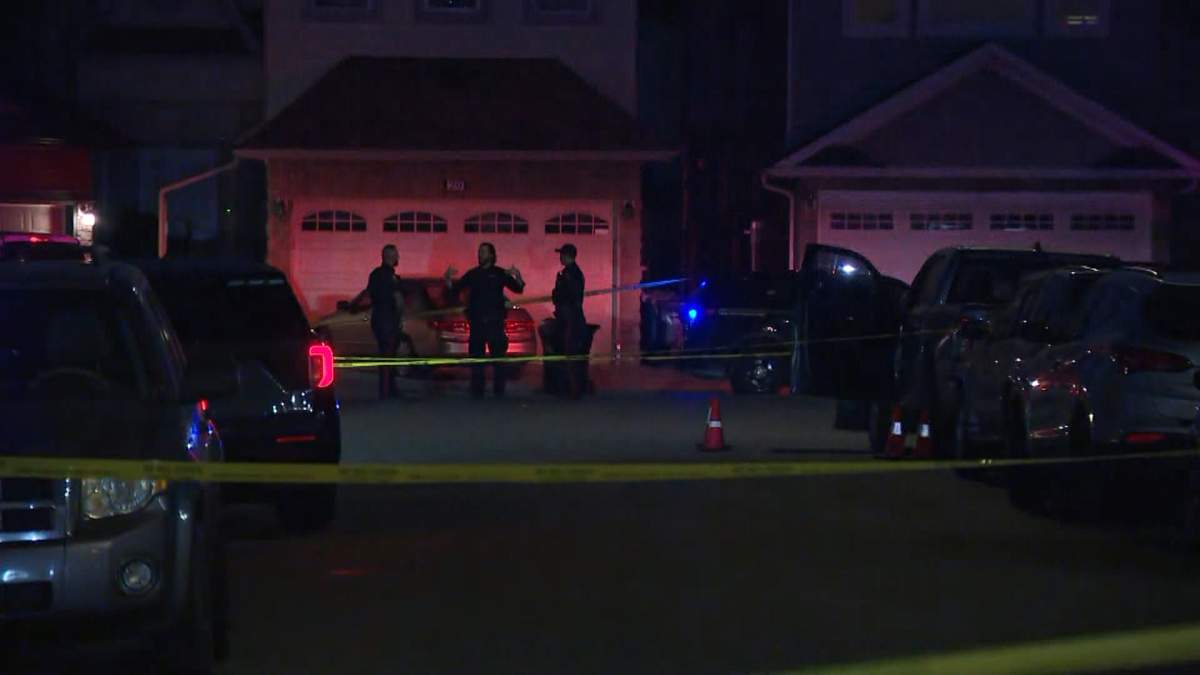 Police tape was blocking off part of Saddlelake Green Northeast in Calgary early Tuesday morning as police investigated a reported shooting.