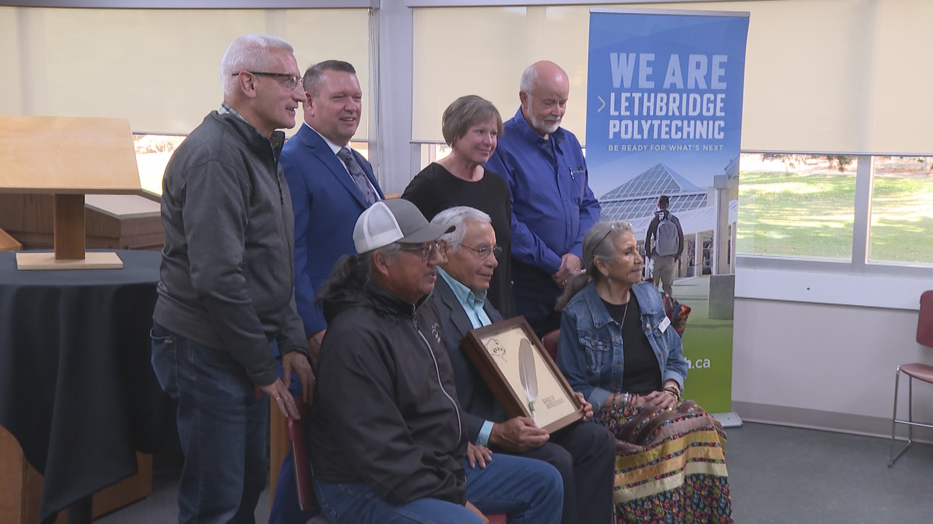 Lethbridge Polytechnic School of Justice Studies gifted eagle feather for courtroom