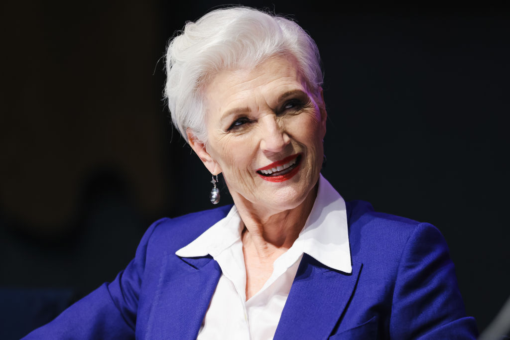 Maye Musk attends a lectio magistralis of Maye Musk at UniSR Universita Vita Salute San Raffaele on October 23, 2023 in Milan, Italy.