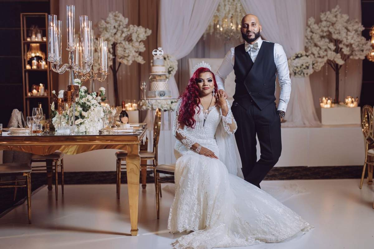 Peter Khan and his wife Mohanie Henry Khan taken at their wedding six months before his murder.