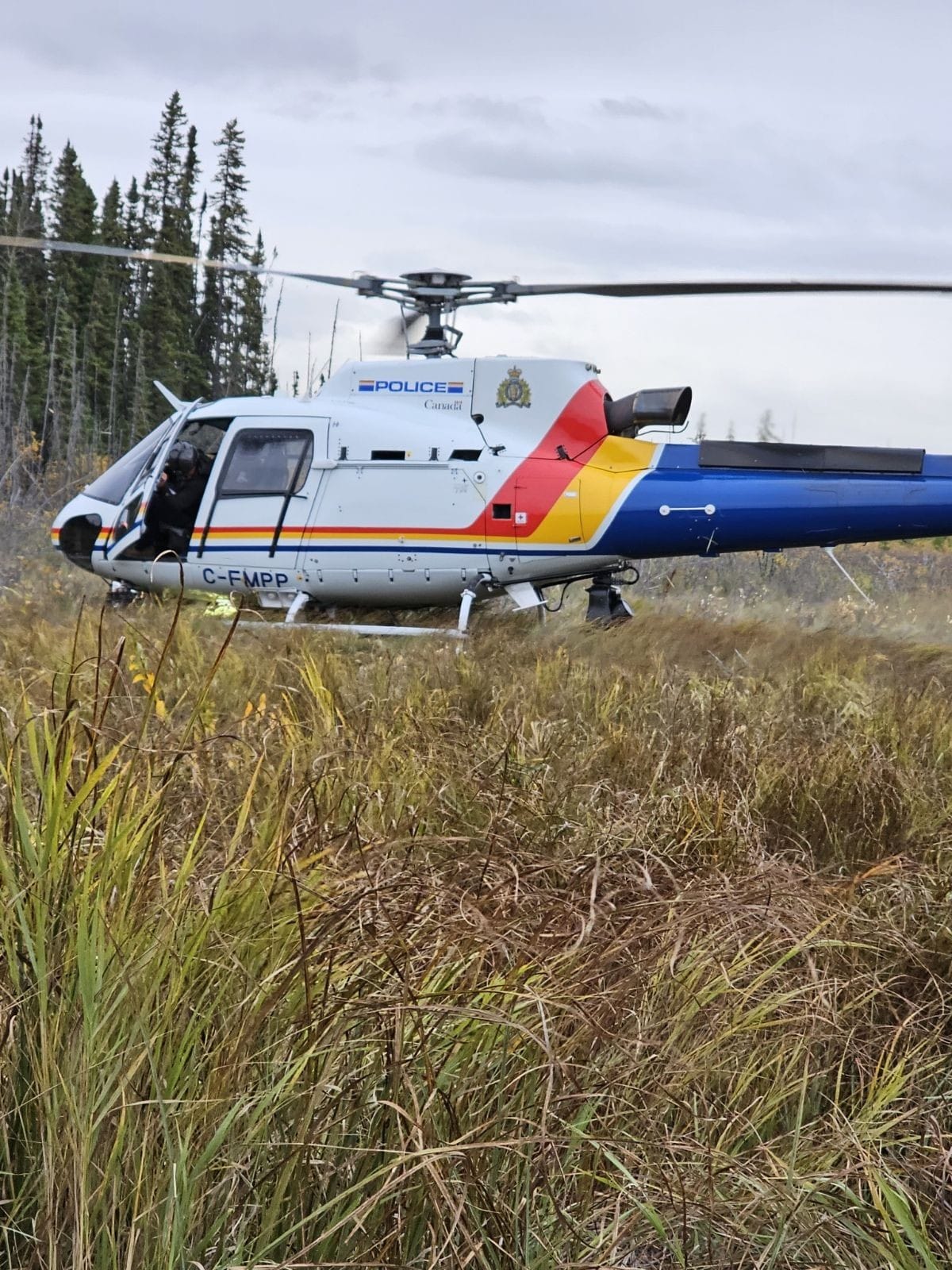 Mounties in northeastern Alberta say they used a helicopter to rescue a stranded trapper on the weekend.