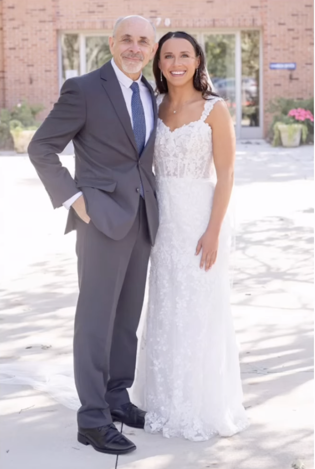 Photo of David Jones and his daughter Elizabeth Marquez at her wedding in Johnson City, South Carolina on Sept. 28,2024.