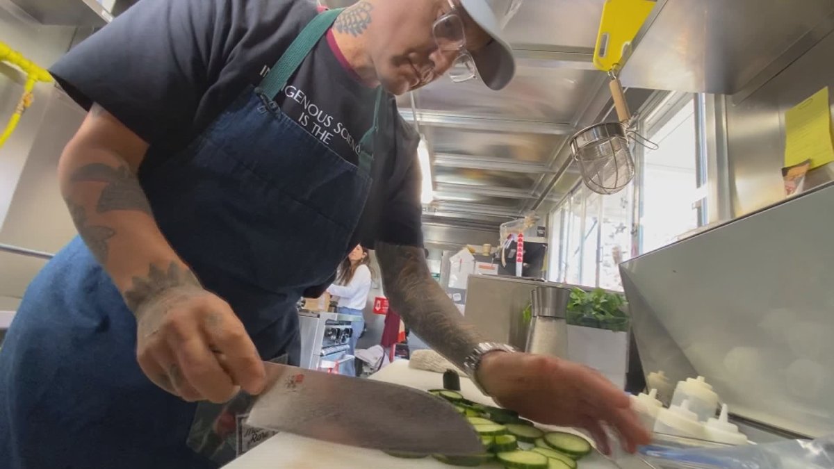 Chef Shane Chartrand cuts vegetables