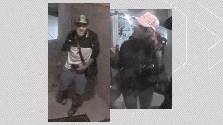 Edmonton police say on Sept. 18, a man and a woman approached the Holy Rosary Church and damaged a security camera before an approaching vehicle startled them and they fled. On Oct. 31, 2024 they released photos of two suspects that they are trying to identify.