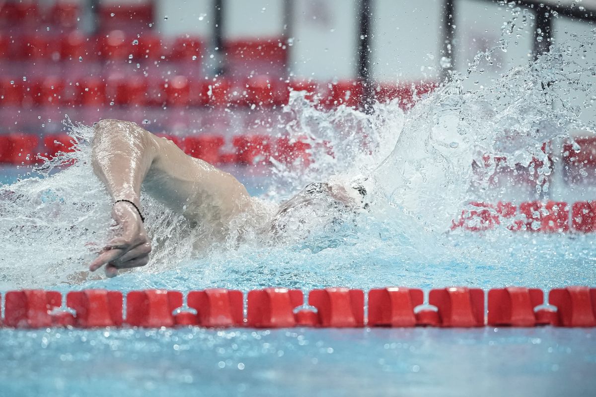 A file photo of someone swimming in a pool.