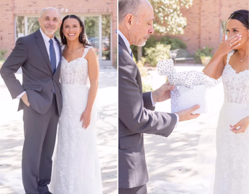 Photos of David Jones and his daughter Elizabeth Marquez at her wedding in Johnson City, South Carolina on Sept. 28,2024.