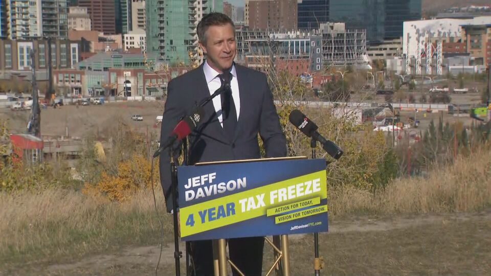 Former city councillor Jeff Davison announces Thursday, Oct. 10, 2024, his intention to run for Calgary mayor in 2025.