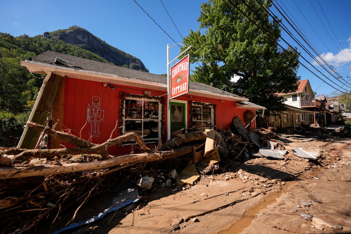 Business are seen in a debris field in the aftermath of Hurricane Helene, Wednesday, Oct. 2, 2024, in Chimney Rock Village, N.C.