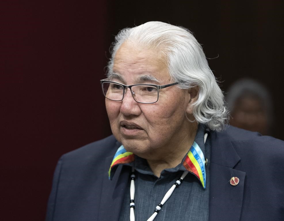 Sen. Murray Sinclair appears before the Senate Committee on Aboriginal Peoples in Ottawa on Tuesday, May 28, 2019. A public memorial honouring Sinclair is scheduled to take place at the Canada Life Centre in Winnipeg on Sunday. THE CANADIAN PRESS/Fred Chartrand.