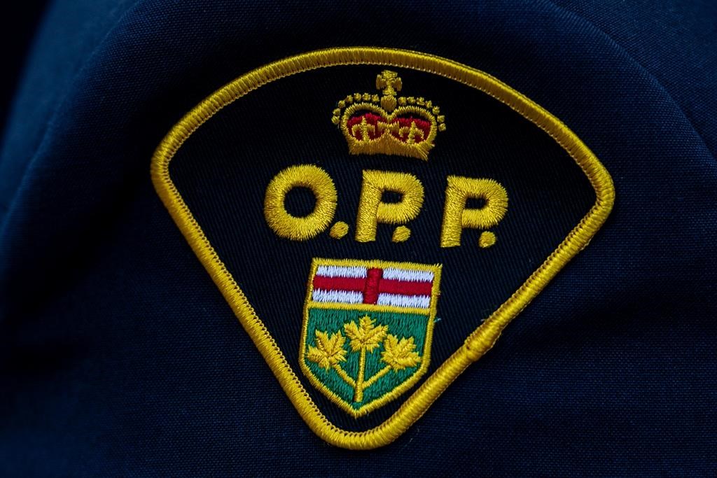An Ontario Provincial Police patch is seen in Ottawa, on Sun., Sept. 29, 2024. THE CANADIAN PRESS/Spencer Colby.