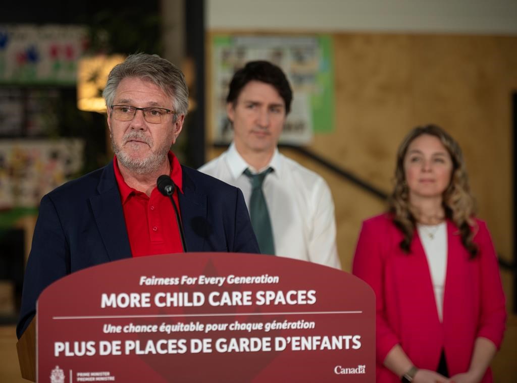 Prime Minister Justin Trudeau set the date for voters in Cloverdale—Langley City to pick their next member of Parliament on Dec. 16. MP John Aldag speaks during a press conference announcing more child care spaces will move into the $10 a Day ChildCareBC program in Surrey, B.C. on Thursday, March 28, 2024. 