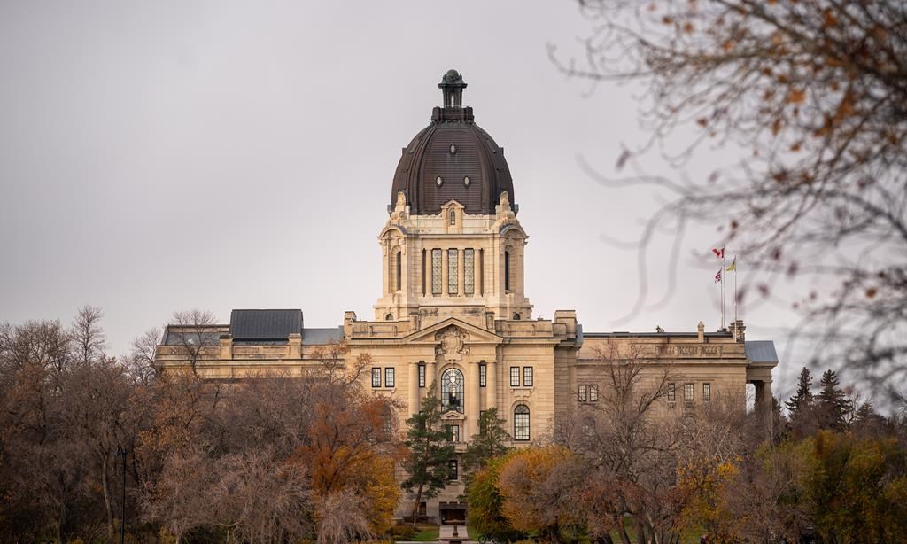 The Saskatchewan Legislative Building can be seen from Trafalgar Overlook in Regina, Thursday, Oct. 24, 2024. THE CANADIAN PRESS/Heywood Yu.