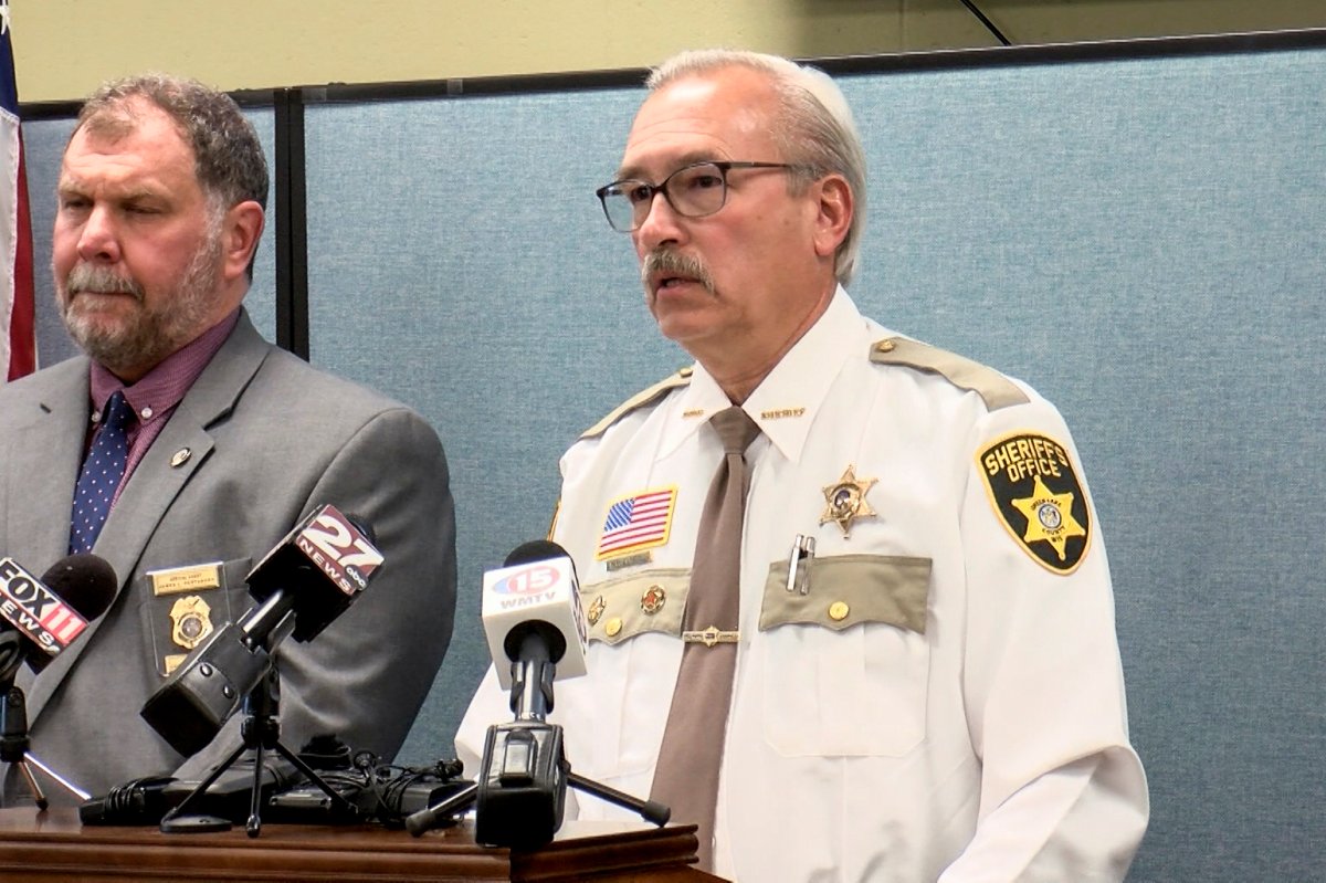 This image made from a WKOW video shows Green Lake County Sheriff Mark Podoll speaking at a news conference Friday, Nov. 8, 2024, about authorities' belief that a Wisconsin man faked his own drowning this summer so he could abandon his family and flee to eastern Europe.