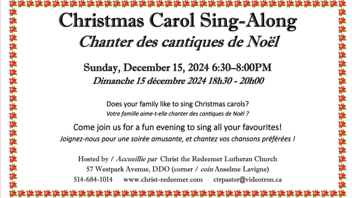 Christmas Carol Sing-along at Christ the Redeemer DDO - image