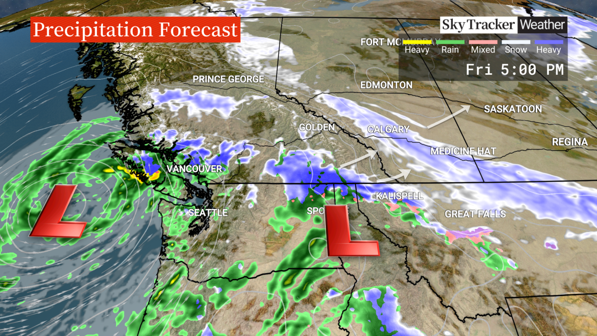 Global Calgary Chief Meteorologist Tiffany Lizee says much of the winter weather that's forecast to hit Alberta this weekend can be blamed on the same 'bomb cyclone' that slammed into BC earlier this week.