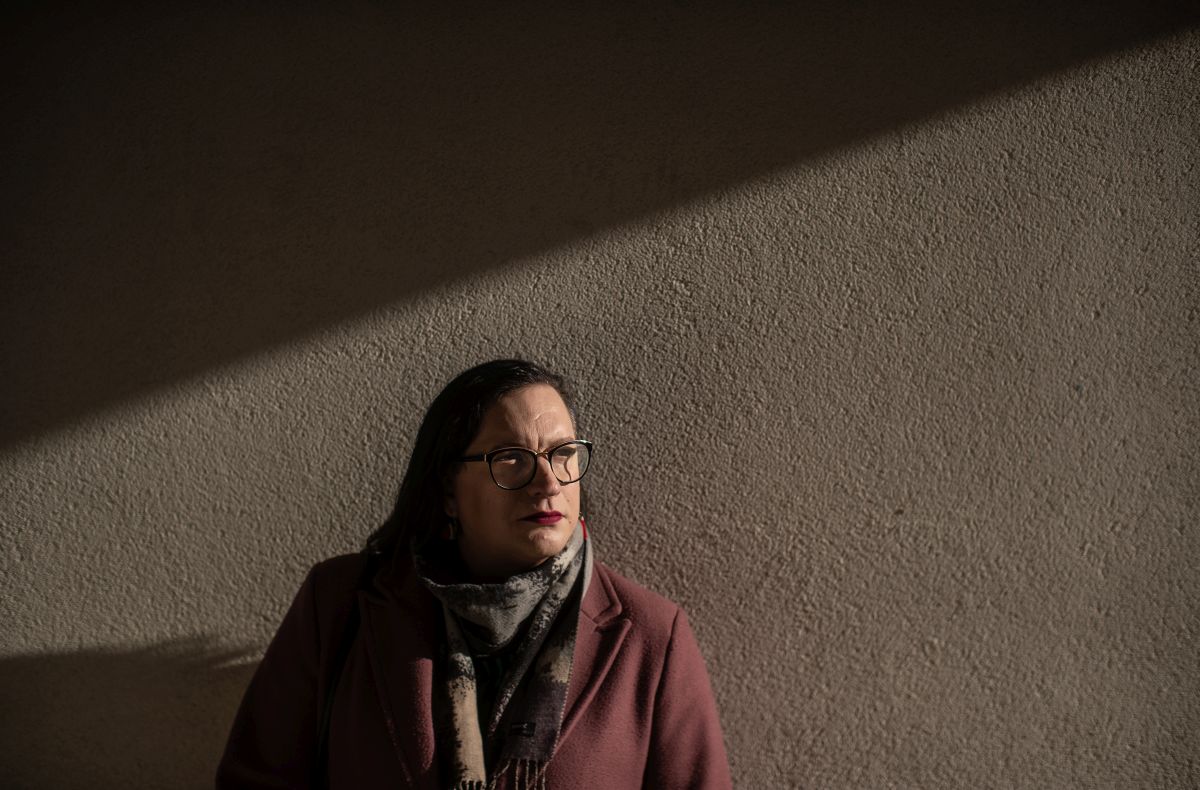 Transgender woman Allison Hadley is pictured in Edmonton on Tuesday, Nov.5, 2024. Hadley is concerned and confused about a bill Alberta's government introduced last week that could ban transgender women from playing against other women in amateur sports.