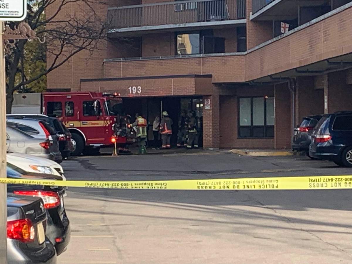 Toronto fire on the scene of a fire on Wilson Avenue on Nov. 6, 2024.