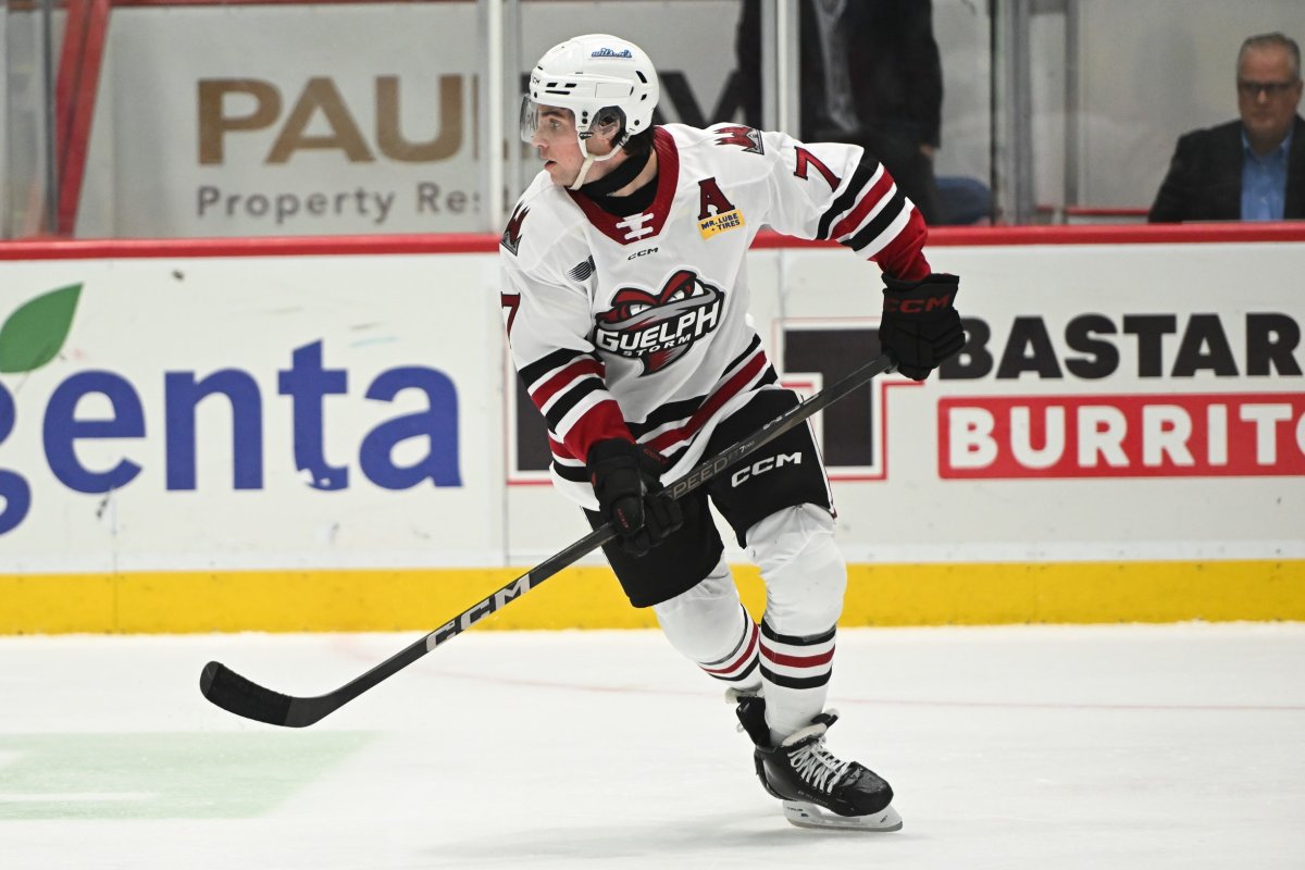 Philadelphia Flyers' draft pick Jett Luchanko scored twice Friday night in the Guelph Storm's 8-5 victory over the Niagara Ice Dogs.