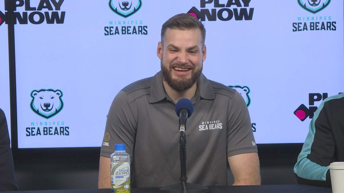 Chad Posthumus speaks with the media following the end of the Sea Bears' 2024 season.