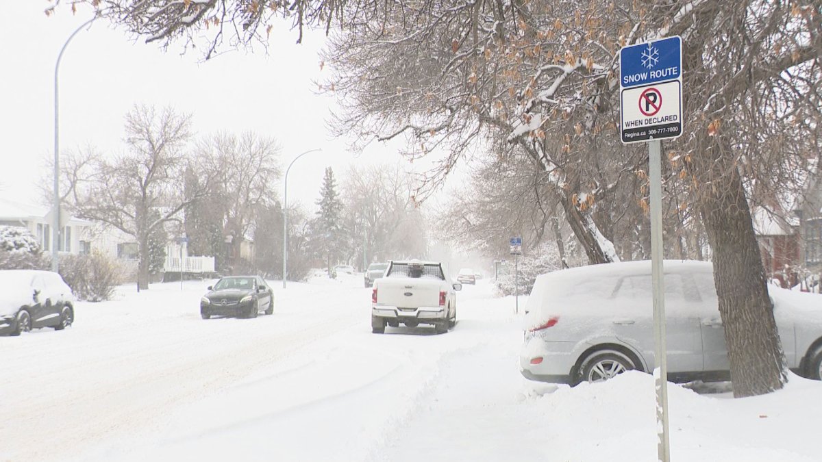 One of the snow-covered streets in Regina.