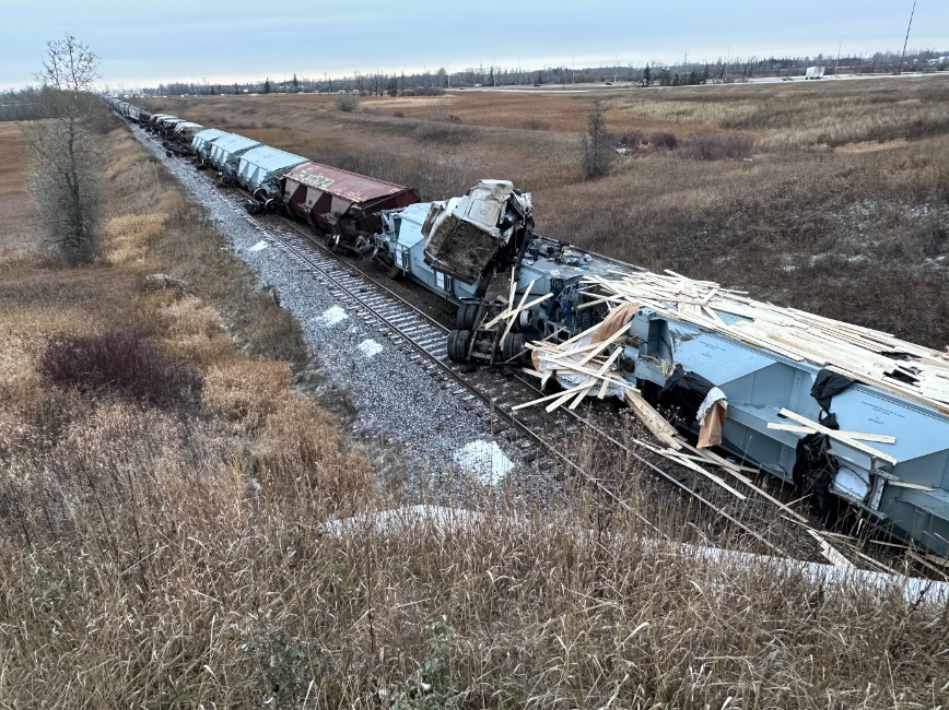 A train derailment near the Perimeter Highway and Fermor Avenue Friday afternoon.