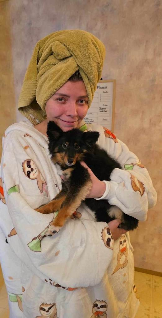 Tamara Fournier holding Bella.