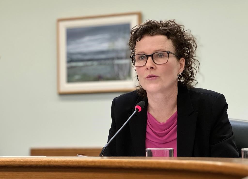 Saskatchewan Provincial Auditor Tara Clemett speaks at the Legislature in Regina on Wednesday Dec. 6, 2023. THE CANADIAN PRESS/Jeremy Simes.