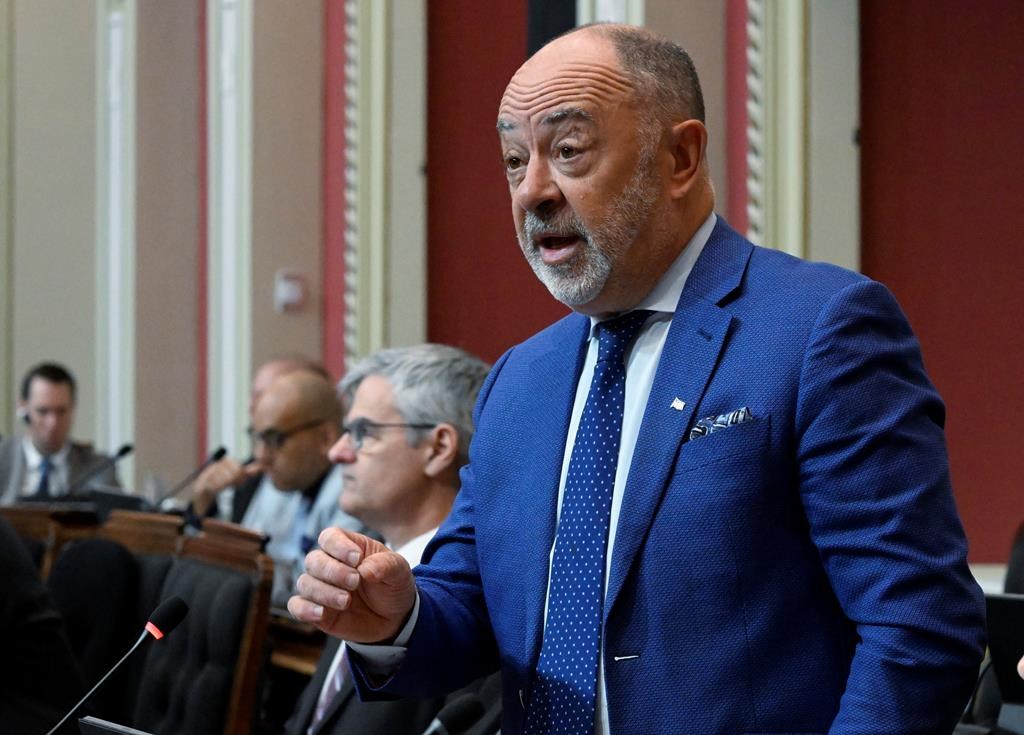 Quebec Health Minister Christian Dubé responds to the Opposition during question period Oct. 24, at the legislature in Quebec City.