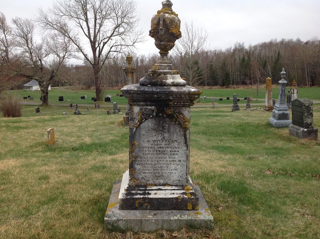 The grave of Dr. John F. Stevenson is seen in St. Andrews, N.B., in an undated handout photo. Stevenson, a native to St. Andrews, was buried after his remains were returned. He served in the United States Medical Corp and was assigned as a surgeon with the 29th Connecticut Infantry during the U.S. Civil War. He died on Nov. 8, 1865. THE CANADIAN PRESS/HO-Troy Middleton, *MANDATORY CREDIT*.