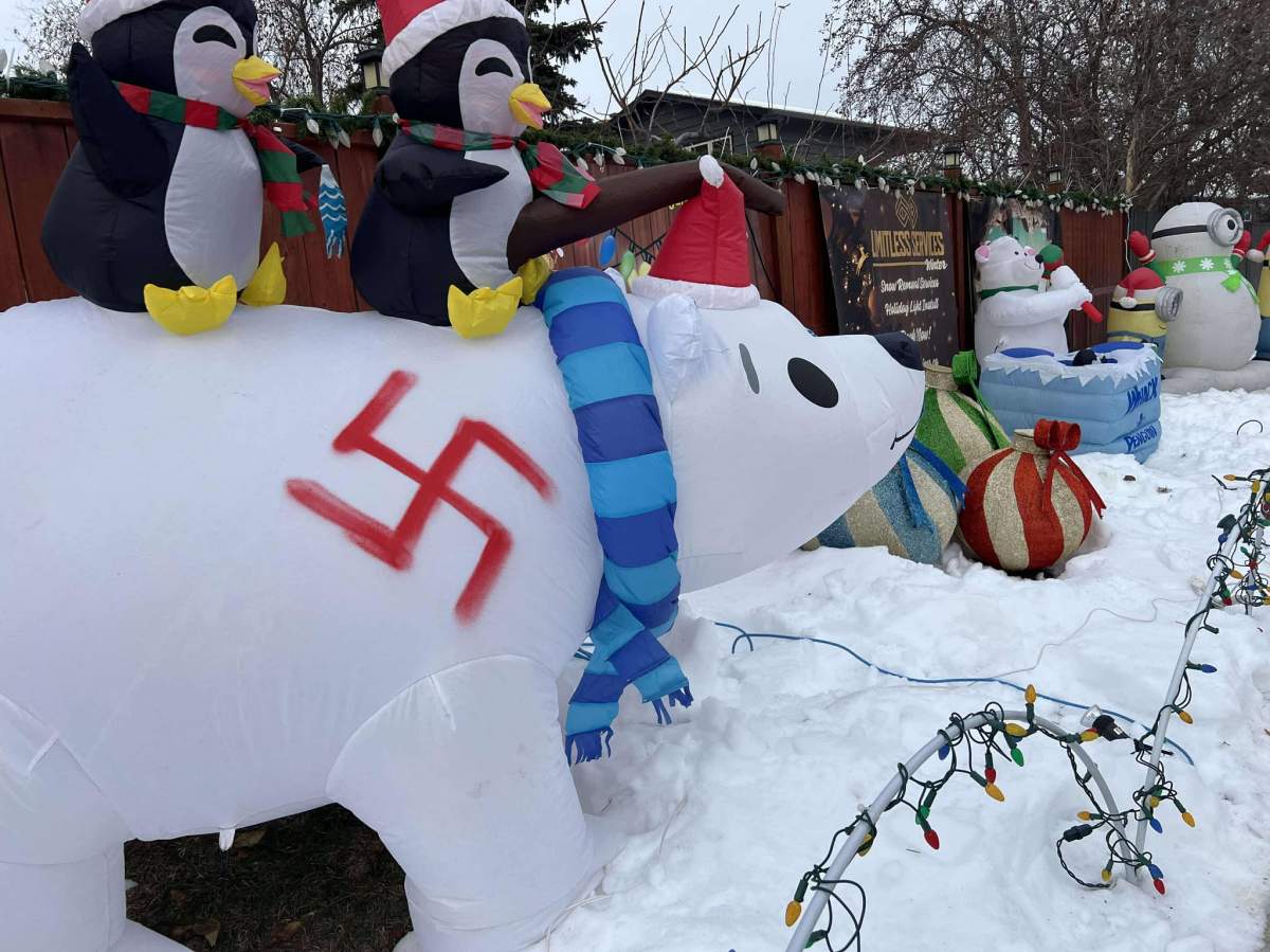 Vandalized Christmas decorations