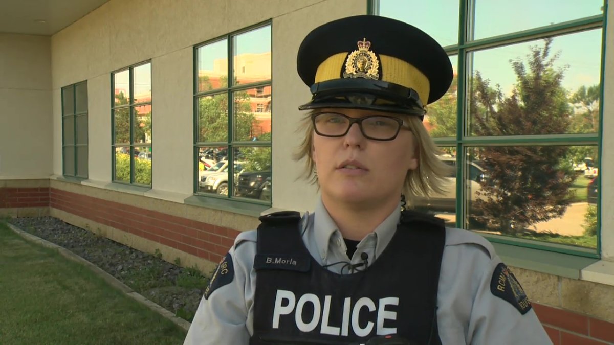 Const. Bridget Morla speaks to Global News about a collision in Leduc in July of 2018.