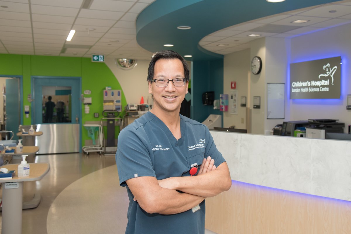 Dr. Rod Lim, Director of Paediatric Emergency at LHSC inside the expanded Children’s Hospital Emergency Department