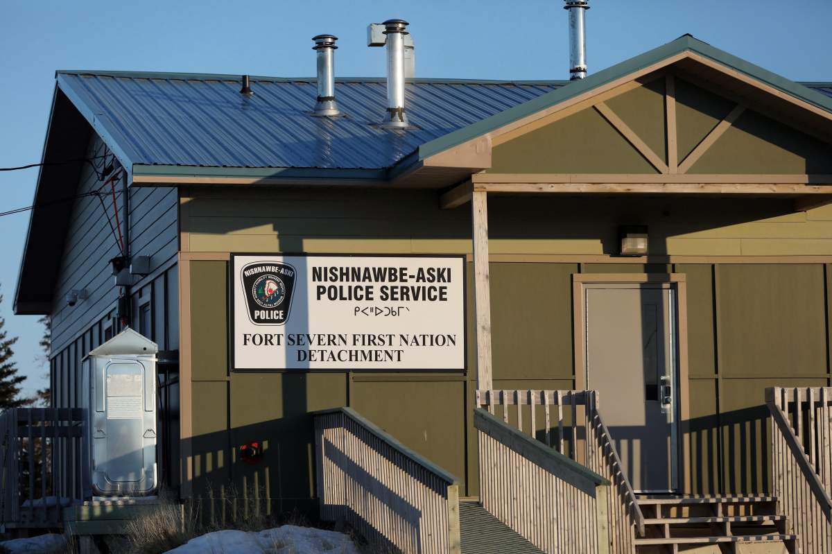 The Nishnawbe Aski Nation Police Service detachment is seen in Fort Severn, Ontario's most northerly community, on April 27, 2018. 