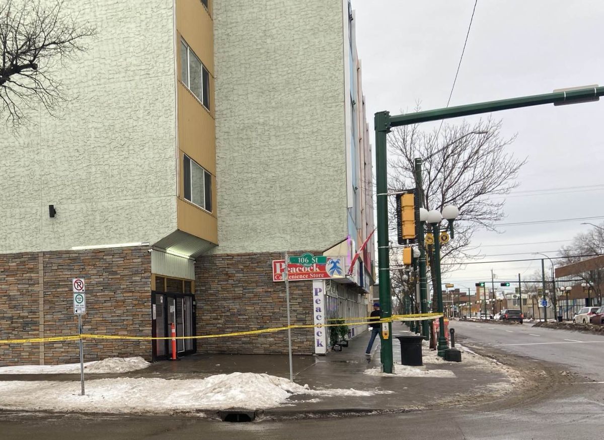 In a news release issued on Dec. 6, 2024, Edmonton police said officers were called to a building in the area of 106th Street and 107th Avenue at about 12:30 a.m. after someone reported hearing a gunshot.