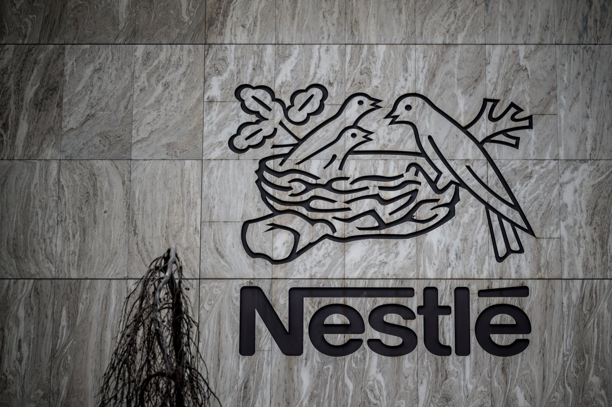 A picture taken on February 21, 2024 show the logo of Swiss food giant Nestle on the company's headquarters in Vevey, western Switzerland. Food giant Nestle said, on February 22, 2024, net profits last year rose 20.9 percent to 11.2 billion Swiss francs ($12.7 billion) after increasing prices of its products to offset growing costs. (Photo by Fabrice COFFRINI / AFP) (Photo by FABRICE COFFRINI/AFP via Getty Images)