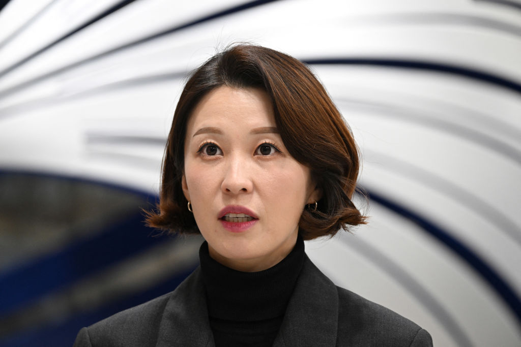 Ahn Gwi-ryeong, a spokeswoman for South Korea's main opposition Democratic Party and a former TV anchor, speaks during an interview with AFP at the National Assembly in Seoul on December 5, 2024. A South Korean politician who grabbed a soldier's gun in a tense standoff during President Yoon Suk Yeol's abortive attempt at martial law told AFP she was scared but that democracy was worth fighting for.