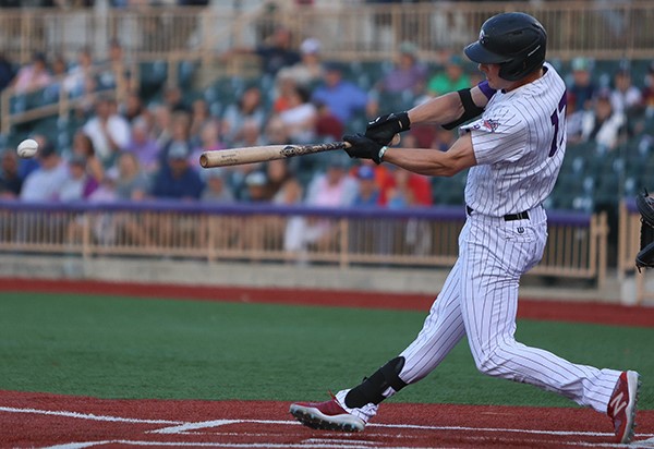 Jake Guenther hits for the Lake Erie Crushers.