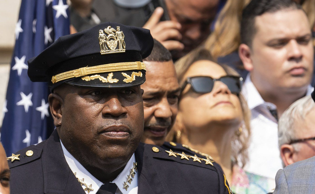 NYPD Chief Jeffrey Maddrey attends a news conference outside New York City Police Department 40th Precinct, July 17, 2023, in New York