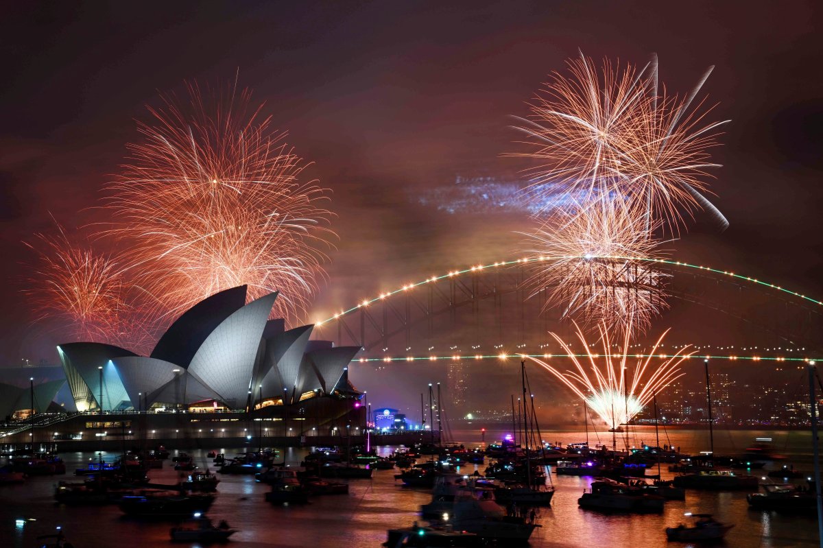 Fireworks explode over the Sydney Opera House and Harbour Bridge during New Year's Eve celebrations in Sydney, Wednesday, Jan. 1, 2025.