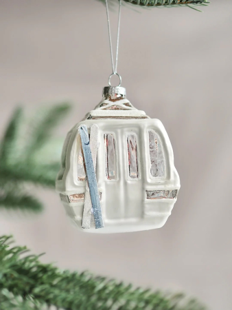 White Ski Gondola Tree Ornament