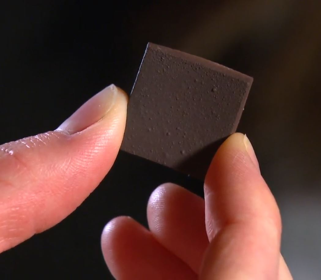 A 3D printed brick created from a lunar highlands soil simulant.