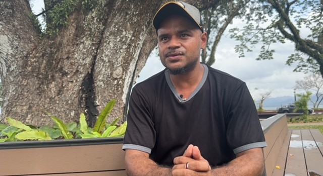 Kelebi “Gabby” Tuitavuki explains the changes he has seen to his home village of Nasilai over the decades, as a result of rising sea levels.