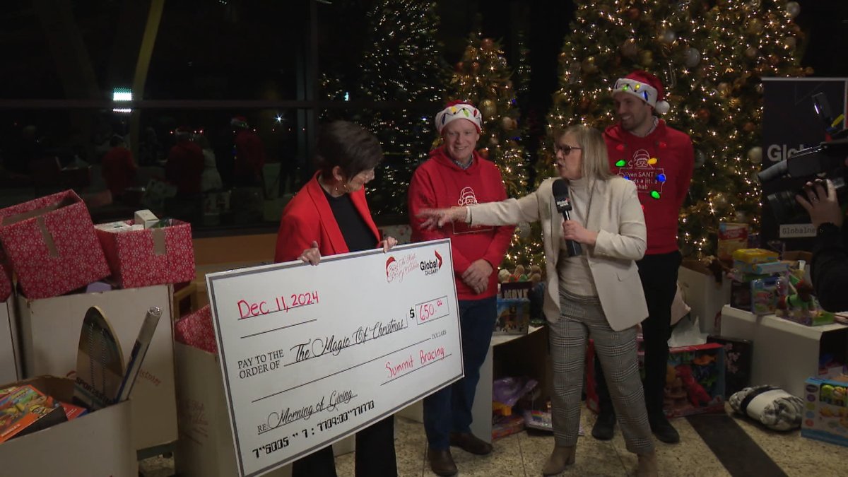 Global Calgary's Morning of Giving, hosted by Leslie Horton, raised a record amount of donations this year to help The Magic of Christmas make the holidays a whole lot brighter for many families in need.