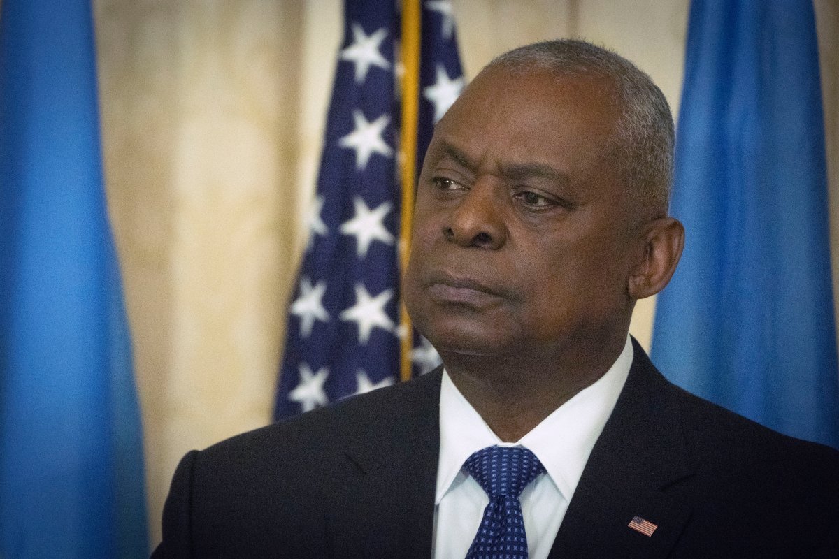 US Secretary of Defence Lloyd Austin makes a speech at Diplomatic Academy of Ukraine in Kyiv, Ukraine, Monday, Oct. 21, 2024. 