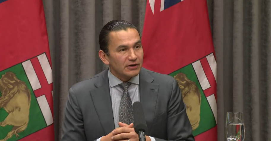 Premier Wab Kinew speaks to media Dec. 2, 2024.